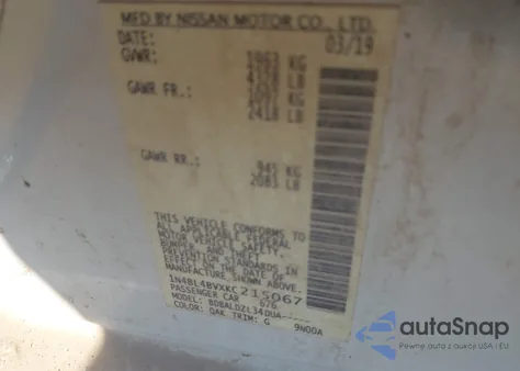 2019 Nissan Altima 2.5 S from USA, damaged, VIN 1N4BL4BVXKC215067